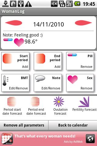 WomanLog Calendar Android Health & Fitness