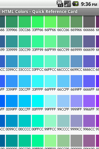 Android Color Chart