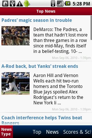 Major Pro Baseball News Android Sports