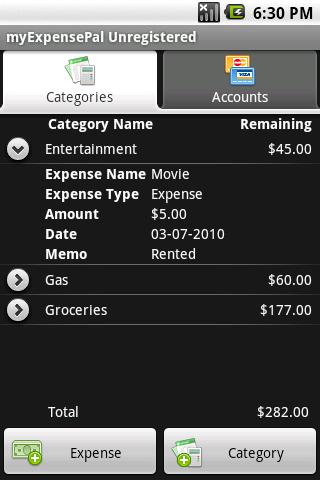 myExpensePal Android Finance