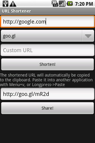 URL Shortener Free Android Communication