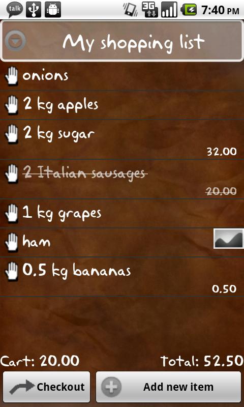 My Shopping List Android Shopping