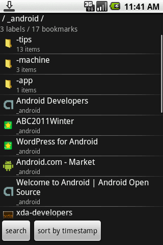GBookmark Android Communication