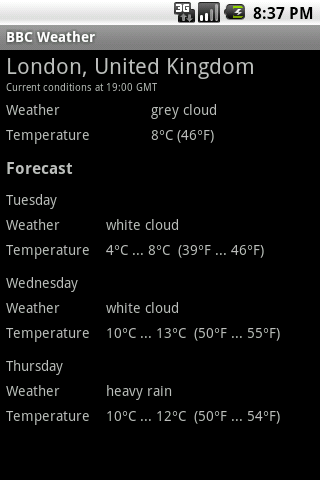BBC Weather Android Weather