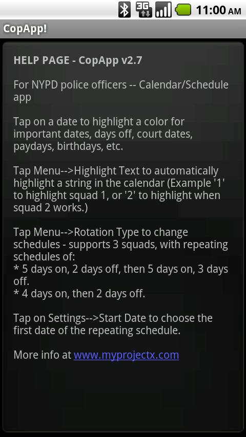 CopApp ! Calendar Schedule