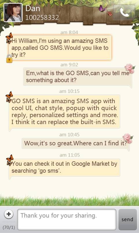 GO SMS Springtime theme Android Communication