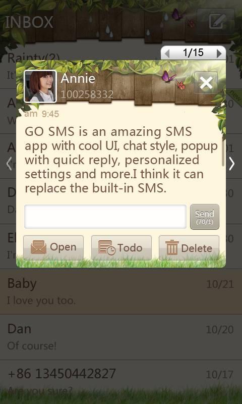 GO SMS Springtime theme Android Communication