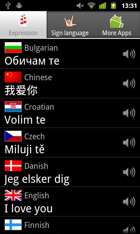 Say “I Love You” in 40+ langs Android Lifestyle