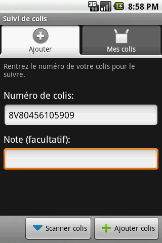 Suivi de colis Android Productivity