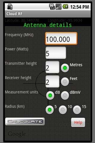 Cloud RF – radio coverage Android Communication