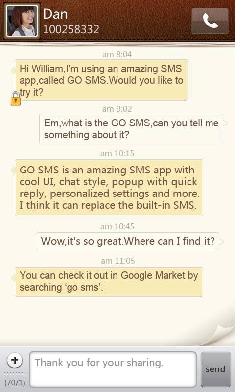 GO SMS SimplePaper theme Android Communication