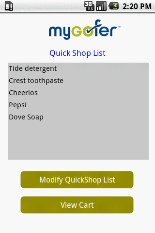 mygofer2go Android Shopping
