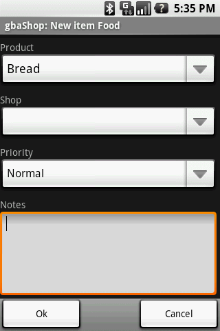 gbaShop Shopping List Android Shopping