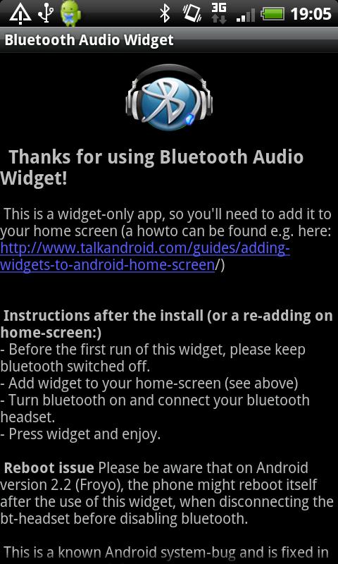 Bluetooth Audio Widget