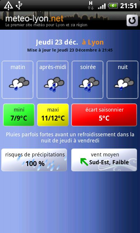 Météo Lyon Android Weather