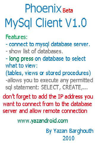 Phoenix MySql Client Android Tools