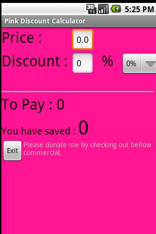 Discount Calculator in Pink Android Shopping
