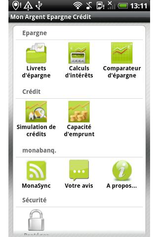 Mon Argent, Epargne, Crédit Android Finance