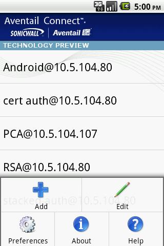 Aventail Connect Tech Preview Android Productivity