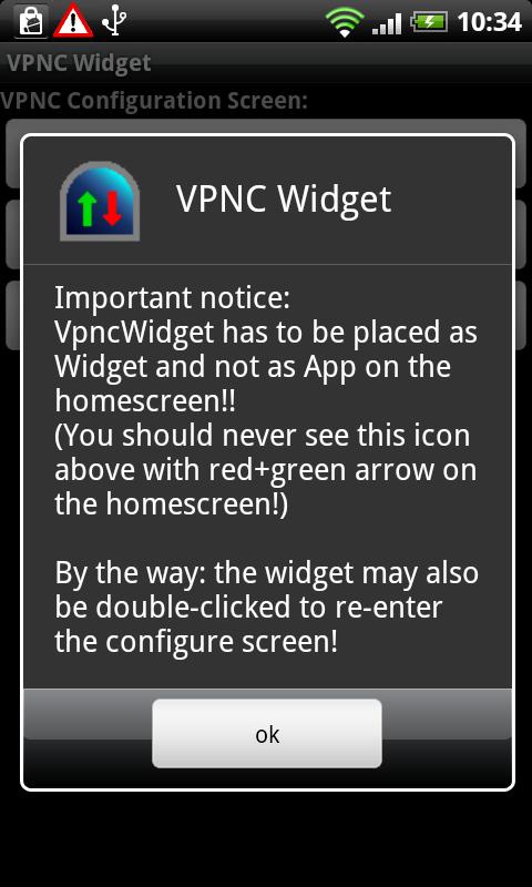 VPNC Widget Android Communication