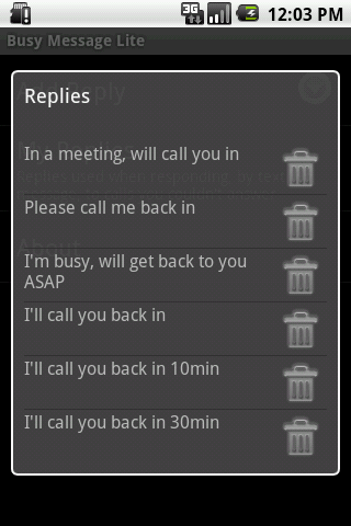 Busy Message Android Communication