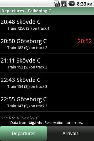 Train Info Sweden Android Travel & Local