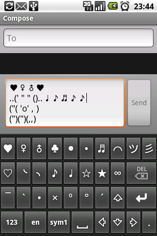 Symbols keyboard (ascii art) Android Social