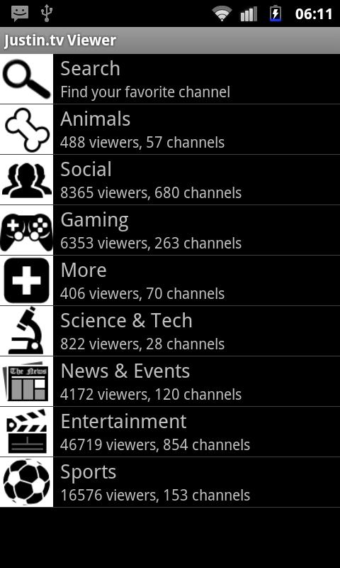 Justin.tv Viewer Android Social