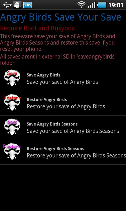 Angry Birds: Save Your Save Android Tools