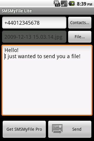 SMSMyFile Lite Android Communication
