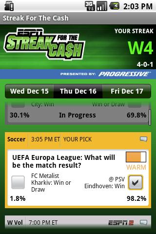 ESPN Streak For The Cash Android Sports