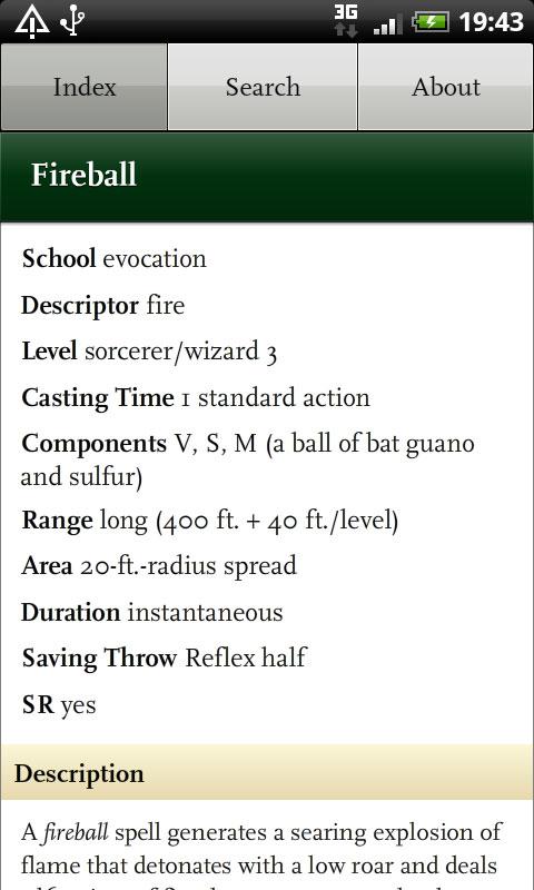 Pathfinder spell compendium