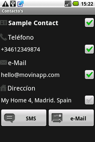 Contacto’s (contact sender) Android Communication