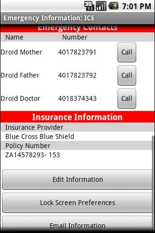 Emergency Information ICE Android Health & Fitness