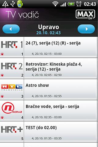 MAXtv Vodič Android Entertainment