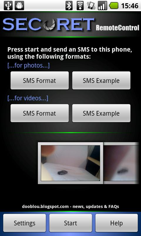 Camera SMS RemoteControl DEMO Android Photography