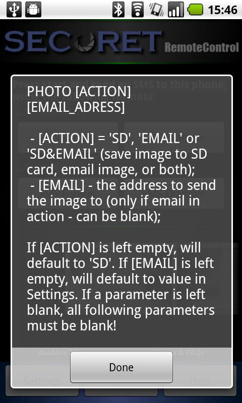 Camera SMS RemoteControl DEMO Android Photography