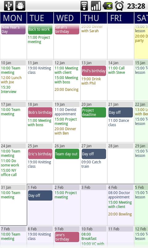 Touch Calendar Android Productivity