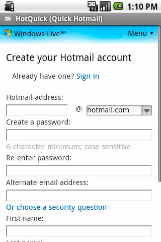 HotQuick (Quick Hotmail) Android Communication