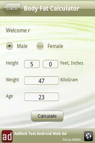 Health Calculator Android Health & Fitness