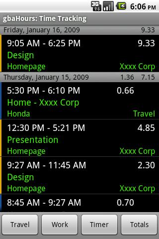 gbaHours Trial Time Tracking Android Productivity