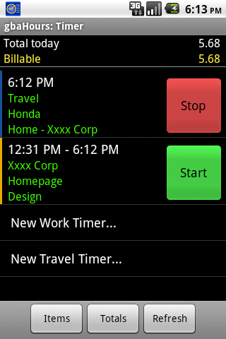 gbaHours Trial Time Tracking Android Productivity