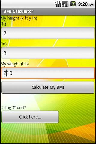 iBMI Calculator Android Health & Fitness
