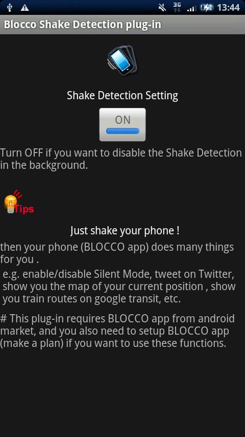 BLOCCO Shake Detection plug-in Android Tools