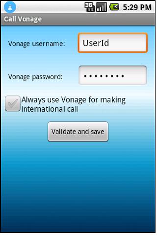 Call using Vonage. Android Communication