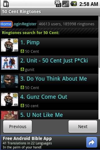 50 Cent Ringtones Android Entertainment