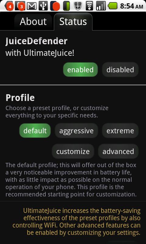 JuiceDefender – battery saver Android Tools