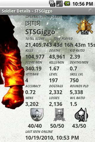 Battlefield BC2 Stats Android Entertainment