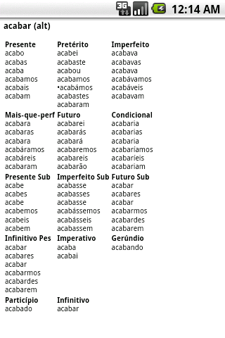 Portuguese Verbs Android Education