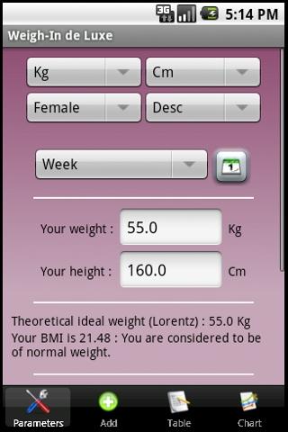 Weigh-In Android Health & Fitness